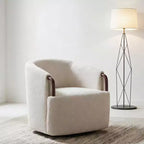 360Swivel Barrel Chair Accent Chair Upholstered Armchair Ergonomic Reading Chair Comfy Vanity Chair with Curved Backrest - ModernLuxe
