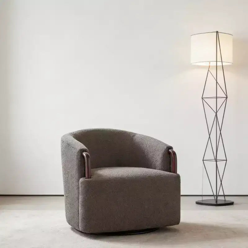Fauteuil Pivotant à 360° - Fauteuil d'Appoint Rembourré avec Accoudoirs Ergonomique pour la Lecture Chaise Confortable avec Dossier Incurvé - ModernLuxe