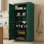 PexFix Armoire de cuisine 62 po H, autoportante, à 4 portes, avec étagères réglables, placard de rangement robuste avec surface anti-rayures