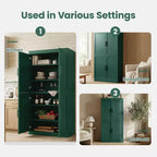 PexFix Armoire de cuisine 62 po H, autoportante, à 4 portes, avec étagères réglables, placard de rangement robuste avec surface anti-rayures