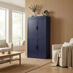 PexFix Armoire de cuisine 62 po H, autoportante, à 4 portes, avec étagères réglables, placard de rangement robuste avec surface anti-rayures