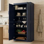 PexFix Armoire de cuisine 62 po H, autoportante, à 4 portes, avec étagères réglables, placard de rangement robuste avec surface anti-rayures