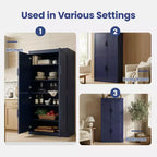 PexFix Armoire de cuisine 62 po H, autoportante, à 4 portes, avec étagères réglables, placard de rangement robuste avec surface anti-rayures