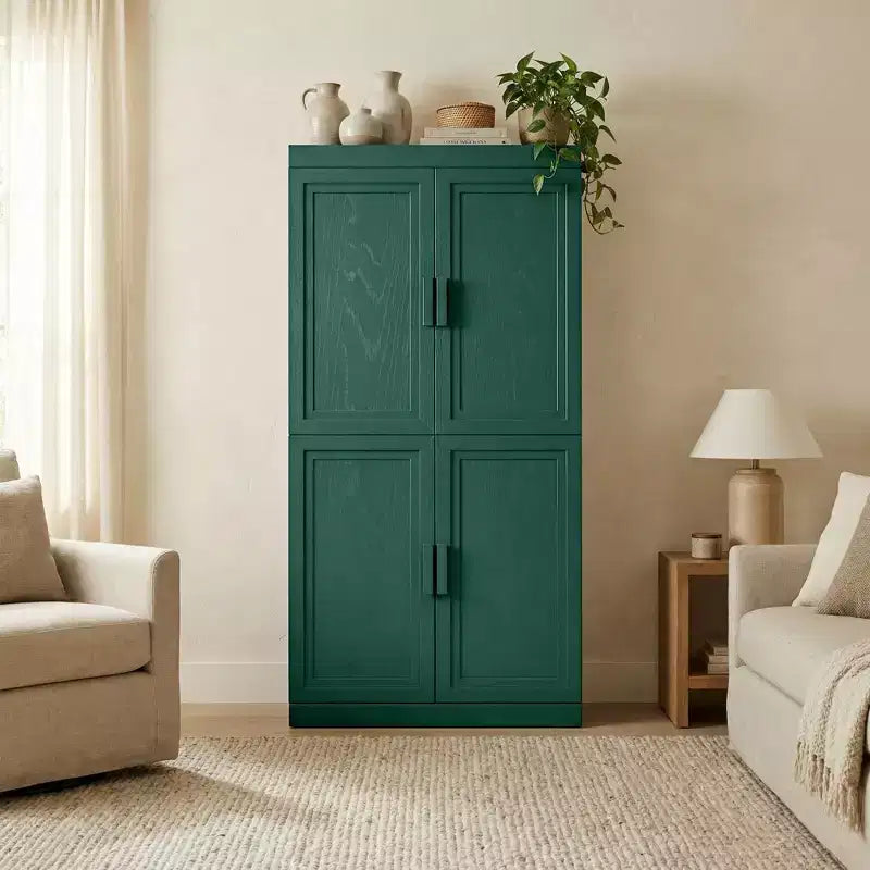 PexFix Armoire de cuisine 62 po H, autoportante, à 4 portes, avec étagères réglables, placard de rangement robuste avec surface anti-rayures