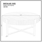 JVNOXK Table basse tambour moderne artisanale 80 cm ronde pour salon, avec piédestal robuste, naturel