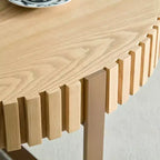 JVNOXK Table basse tambour moderne artisanale 80 cm ronde pour salon, avec piédestal robuste, naturel