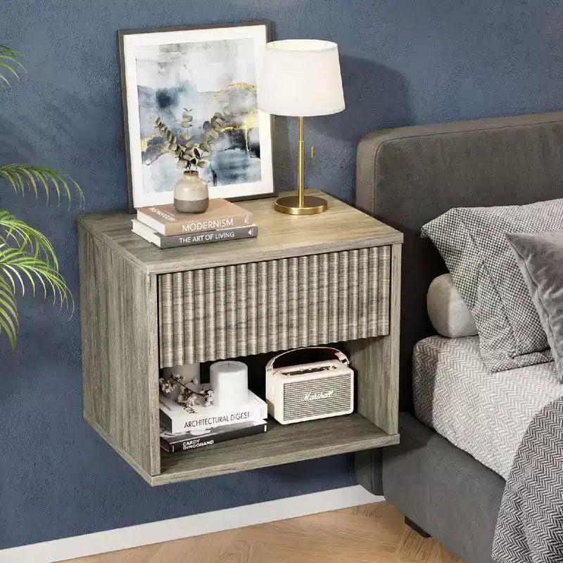 Table de chevet flottante Karl Home de 40,6 cm de large – 1 tiroir, 1 étagère – lot de 2