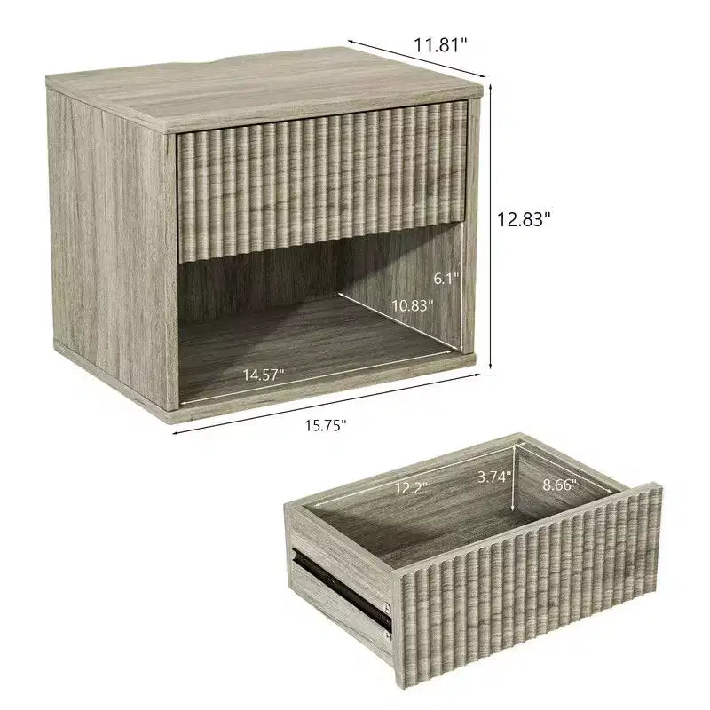 Table de chevet flottante Karl Home de 40,6 cm de large – 1 tiroir, 1 étagère – lot de 2