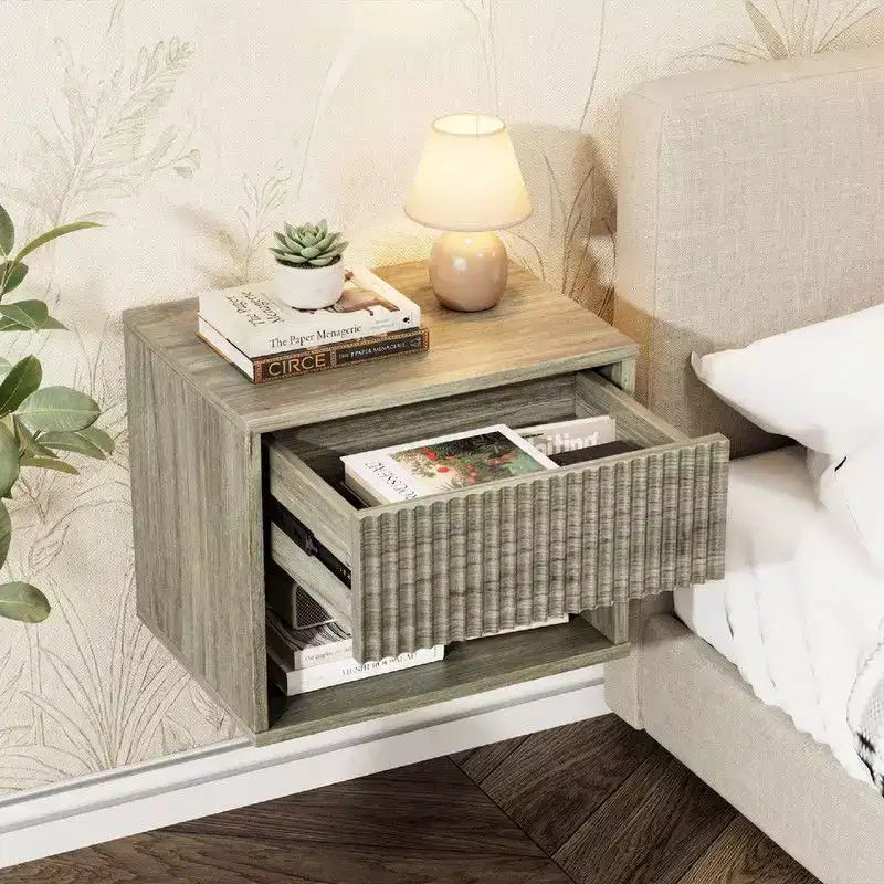 Table de chevet flottante Karl Home de 40,6 cm de large – 1 tiroir, 1 étagère – lot de 2