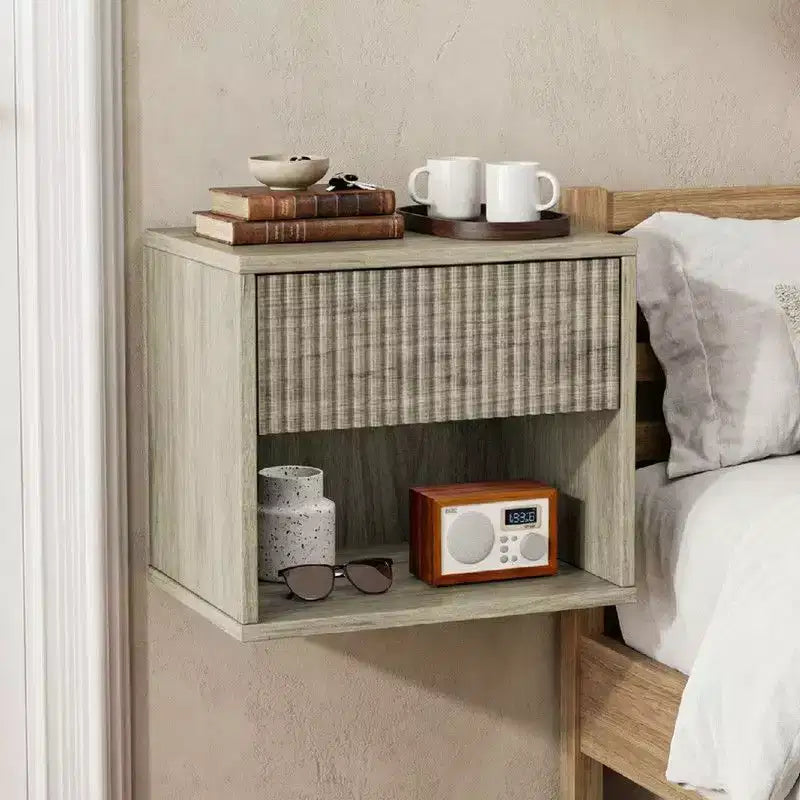 Table de chevet flottante Karl Home de 40,6 cm de large – 1 tiroir, 1 étagère – lot de 2