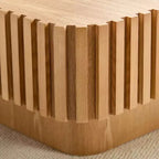 JVNOXK Table basse tambour moderne artisanale de 31,5 pouces, table basse carrée pour salon, avec piédestal robuste en MDF, couleur naturelle
