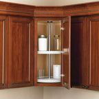 Rev-A-Shelf 28 Double Lazy Susan à Cercle Complet pour Meubles Hauts d'Angle de Cuisine, Étagères de Rangement en Plastique à 2 Niveaux, Blanc, 6012-28-11-52