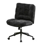 Chaise en chenille à pieds croisés avec roulettes, chaise de vanité pivotante à 360° et réglable en hauteur avec double coussin, large siège ergonomique pour chambre à coucher, salon