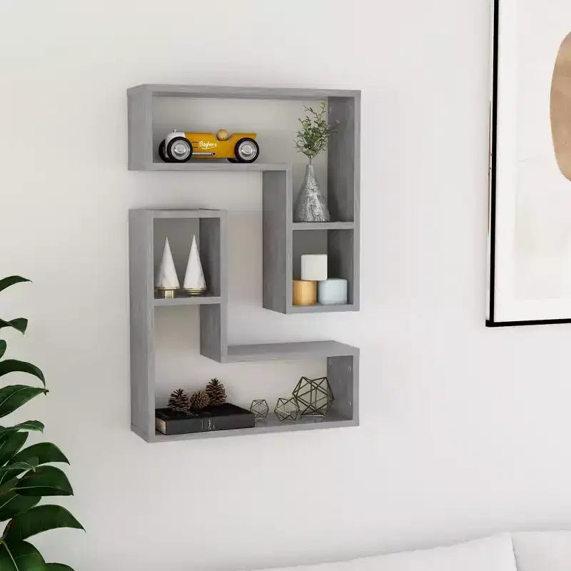 vidaXL Étagère murale lot de 2 Gris béton Bois d'ingénierie