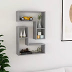vidaXL Étagère murale lot de 2 Gris béton Bois d'ingénierie