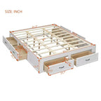 Lit plateforme en bois FAMYYT Queen Size avec 6 tiroirs de rangement, montage facile