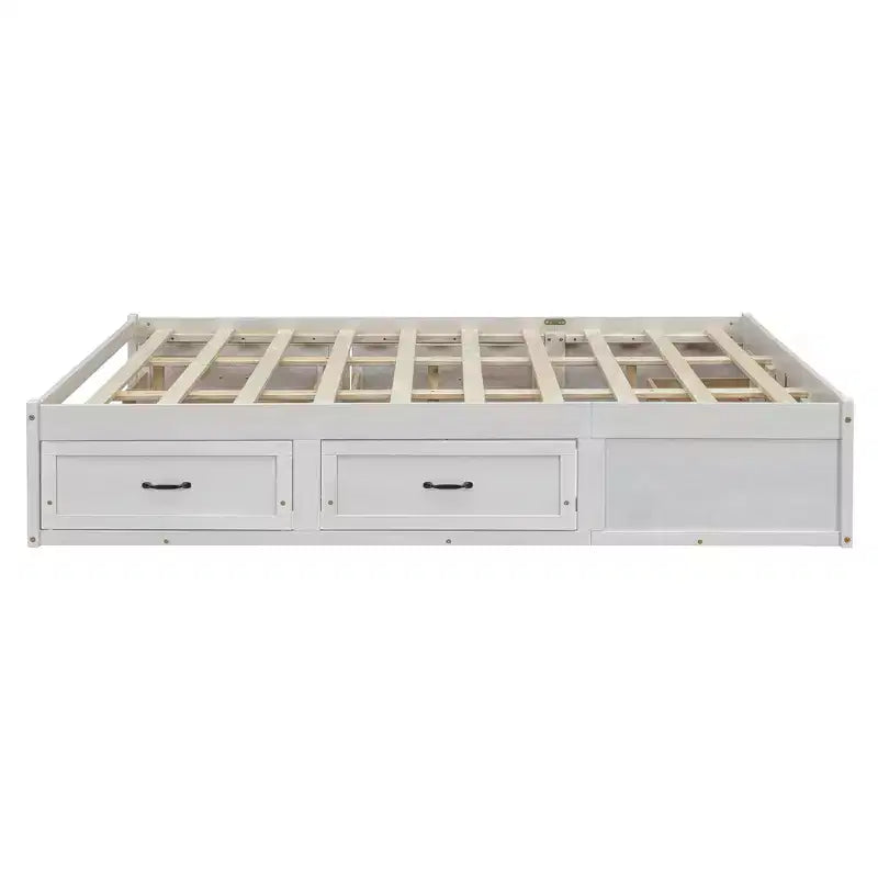 Lit plateforme en bois FAMYYT Queen Size avec 6 tiroirs de rangement, montage facile