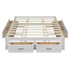 Lit plateforme en bois FAMYYT Queen Size avec 6 tiroirs de rangement, montage facile