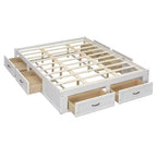 Lit plateforme en bois FAMYYT Queen Size avec 6 tiroirs de rangement, montage facile