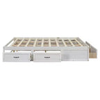 Lit plateforme en bois FAMYYT Queen Size avec 6 tiroirs de rangement, montage facile