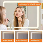 Coiffeuse 31,5 pouces avec miroir lumineux et tabouret - Comprend 3 modes d'éclairage, une prise de courant et un support pour sèche-cheveux