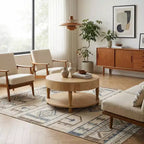 Table Basse JVNOXK avec Double Rangement pour Salon, avec Rangement et Compartiment Caché, Pieds Nivelants Réglables, Bois Naturel
