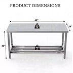 Table pliante en acier inoxydable 60 X 24, table de préparation de cuisine commerciale robuste avec étagère inférieure réglable, table de travail en métal à 2 niveaux pour la cuisine