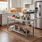 Table pliante en acier inoxydable 60 X 24, table de préparation de cuisine commerciale robuste avec étagère inférieure réglable, table de travail en métal à 2 niveaux pour la cuisine