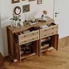 Buffet de Rangement avec Meuble, Bar à Café Grand en Bois de Ferme 140cm avec 4 Portes et 4 Tiroirs pour Cuisine Salon Salle à Manger