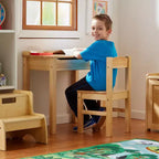 Melissa & Doug Bureau et chaise pour enfant avec plateau relevable en bois - Miel : Meuble de rangement fermé, Ensemble de mobilier de bureau