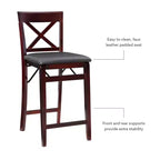 Tabouret de bar pliant en similicuir Triena X Back Espresso - Linon : siège rembourré, hauteur 61 cm