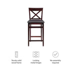 Tabouret de bar pliant en similicuir Triena X Back Espresso - Linon : siège rembourré, hauteur 61 cm
