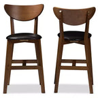 Lot de 2 tabourets de bar à hauteur de comptoir Baxton Studio Eline en bois de noyer et similicuir, noir : dossier ovale, nettoyer les taches