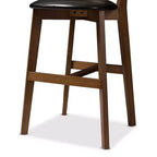Lot de 2 tabourets de bar à hauteur de comptoir Baxton Studio Eline en bois de noyer et similicuir, noir : dossier ovale, nettoyer les taches