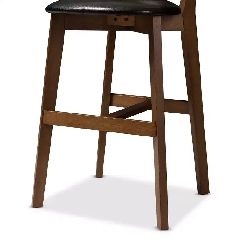 Lot de 2 tabourets de bar à hauteur de comptoir Baxton Studio Eline en bois de noyer et similicuir, noir : dossier ovale, nettoyer les taches