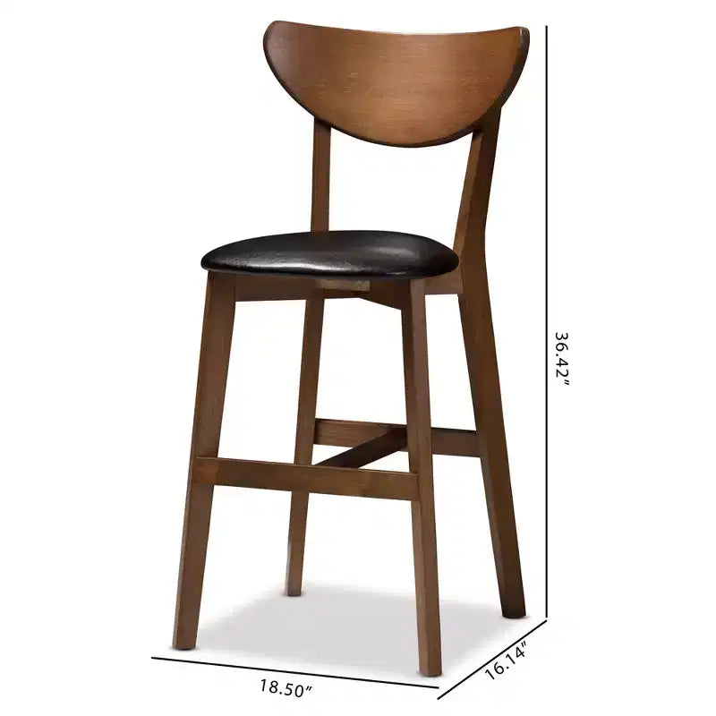 Lot de 2 tabourets de bar à hauteur de comptoir Baxton Studio Eline en bois de noyer et similicuir, noir : dossier ovale, nettoyer les taches