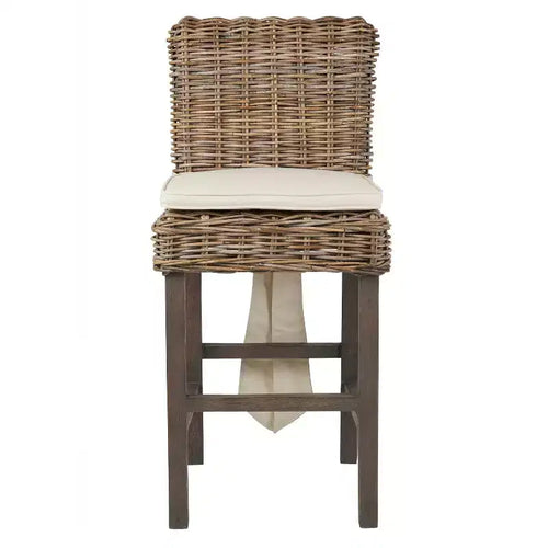 Tabouret de bar hauteur comptoir en rotin Duvall 24 po marron – East At Main : Pieds en teck, Aucun assemblage requis