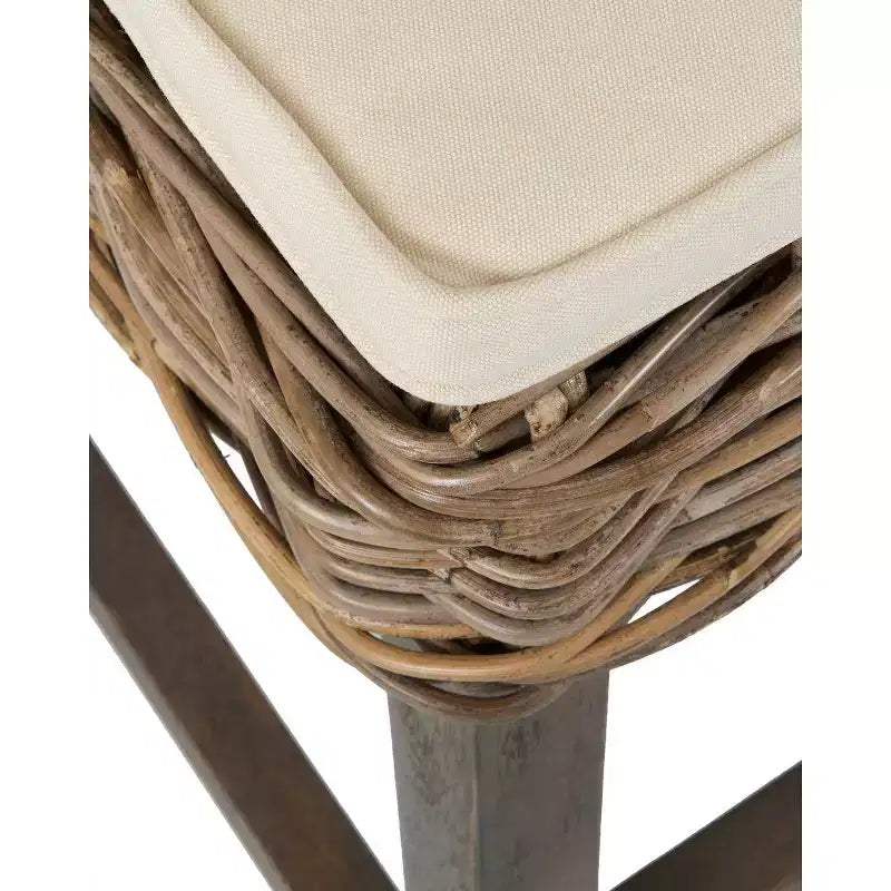 Tabouret de bar hauteur comptoir en rotin Duvall 24 po marron – East At Main : Pieds en teck, Aucun assemblage requis