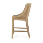 Christopher Knight Home 25,5" Tabouret de bar rembourré en bois et rotin Cataldo Hauteur comptoir Charbon de bois/Naturel