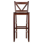 Lot de 2 tabourets de bar Victor à dossier en V de 76 cm en bois/noyer - Winsome : Bois massif, dossier haut, non rembourré