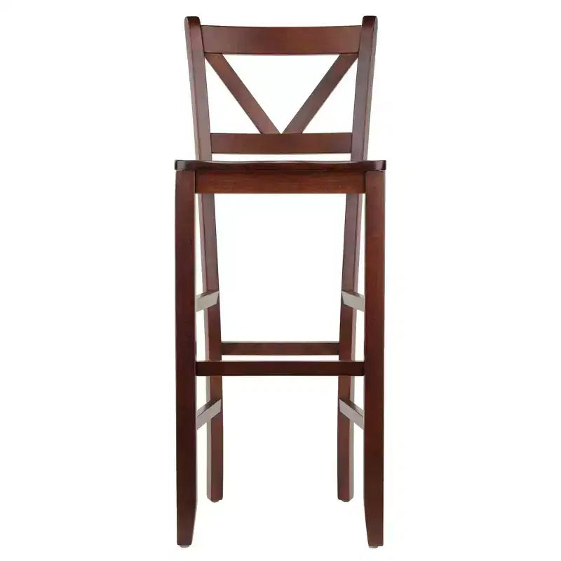 Lot de 2 tabourets de bar Victor à dossier en V de 76 cm en bois/noyer - Winsome : Bois massif, dossier haut, non rembourré