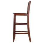 Lot de 2 tabourets de bar Victor à dossier en V de 76 cm en bois/noyer - Winsome : Bois massif, dossier haut, non rembourré