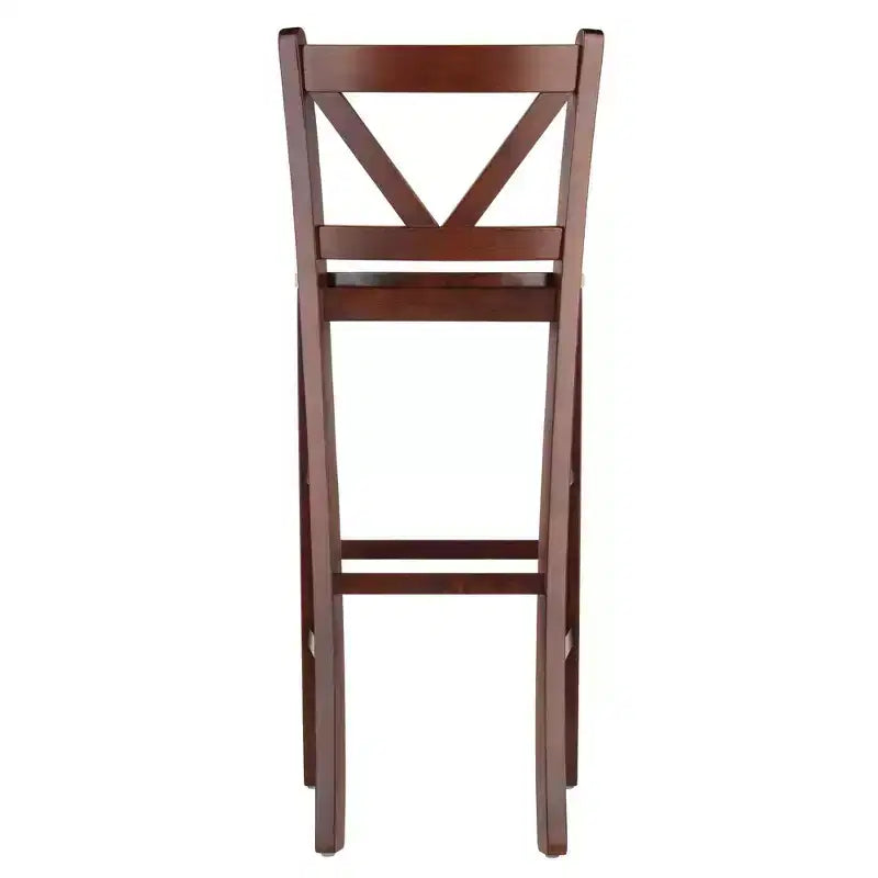 Lot de 2 tabourets de bar Victor à dossier en V de 76 cm en bois/noyer - Winsome : Bois massif, dossier haut, non rembourré