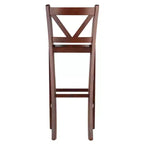 Lot de 2 tabourets de bar Victor à dossier en V de 76 cm en bois/noyer - Winsome : Bois massif, dossier haut, non rembourré