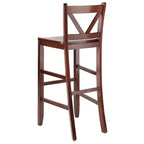 Lot de 2 tabourets de bar Victor à dossier en V de 76 cm en bois/noyer - Winsome : Bois massif, dossier haut, non rembourré