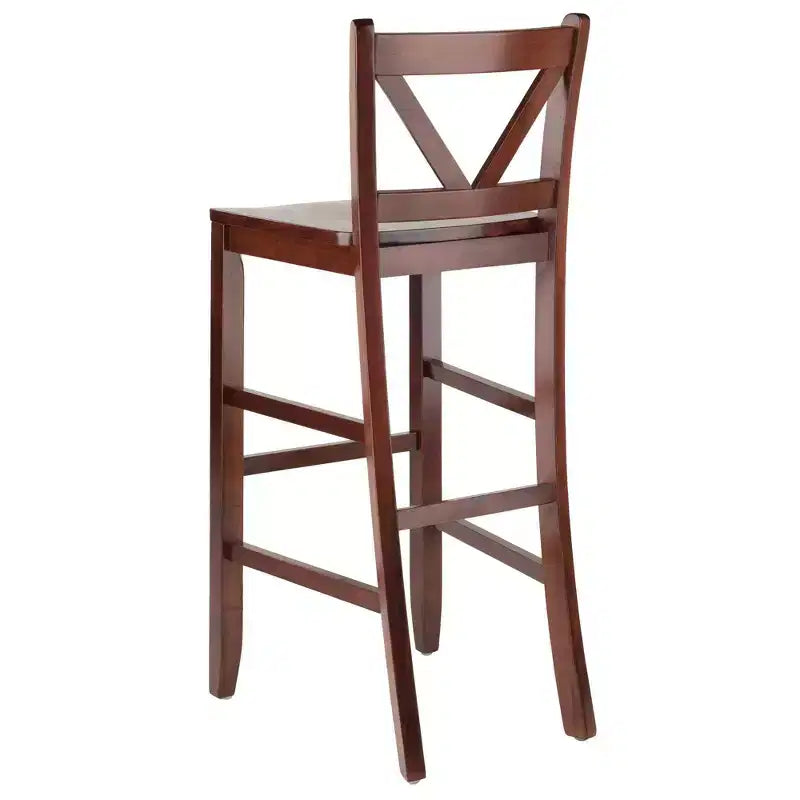 Lot de 2 tabourets de bar Victor à dossier en V de 76 cm en bois/noyer - Winsome : Bois massif, dossier haut, non rembourré