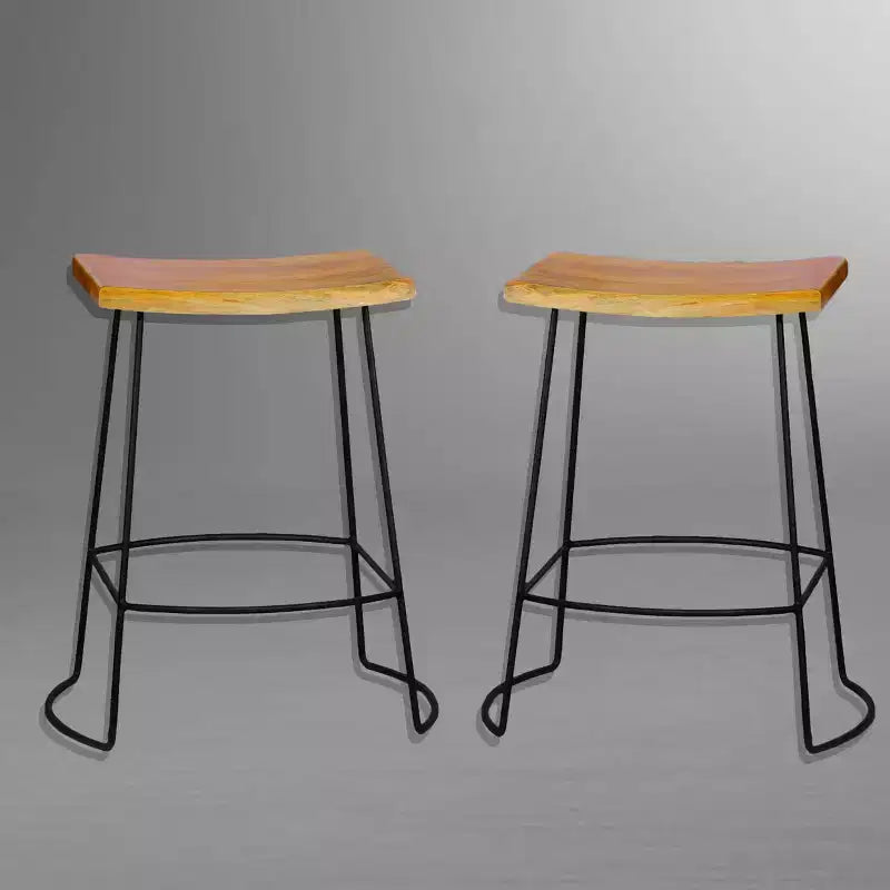Carolina Living Ensemble de 2 tabourets de bar à hauteur de comptoir Portia Saddle Seat 61 cm Naturel/Noir : Bois de manguier, pieds en métal