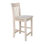 Tabouret de bar à hauteur de comptoir 24" avec dossier à lattes non fini - International Concepts : Bois massif, siège carré