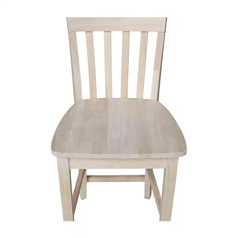 Tabouret de bar à hauteur de comptoir 24" avec dossier à lattes non fini - International Concepts : Bois massif, siège carré