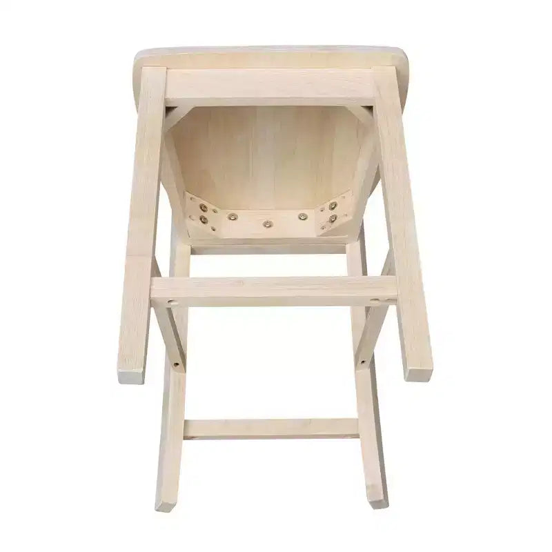 Tabouret de bar à hauteur de comptoir 24" avec dossier à lattes non fini - International Concepts : Bois massif, siège carré